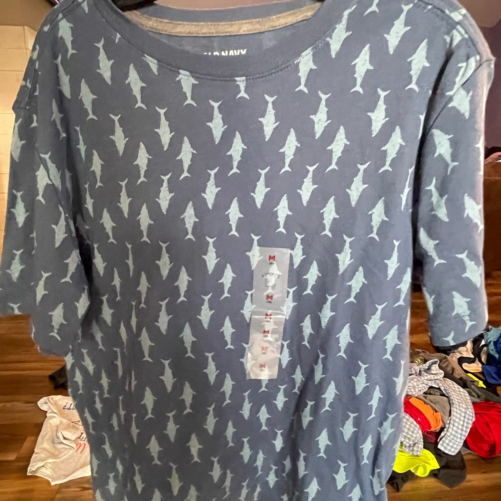 Blue Shark Pattern T-Shirt